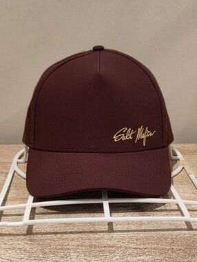 Salt Mafia Curved Snapback Performance Hat  Maroon & Gold Trim